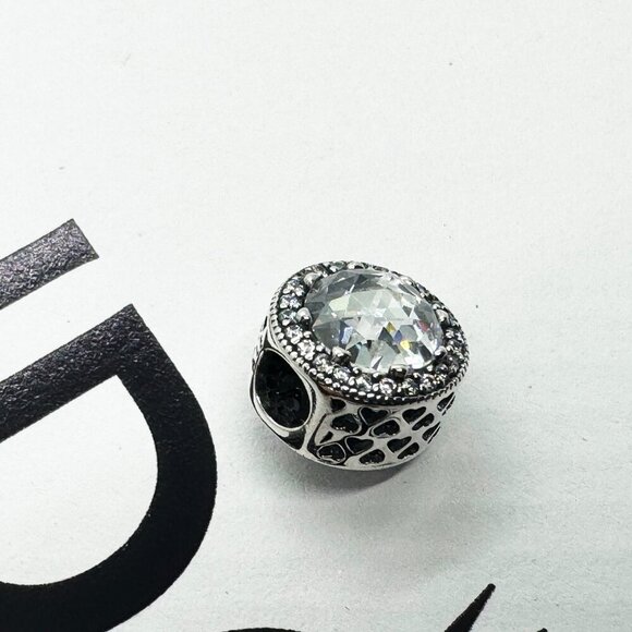 Pandora 925 Sterling Silver Bead Charms CRYSTAL RADIANT HEARTS WHITE - Picture 4 of 6